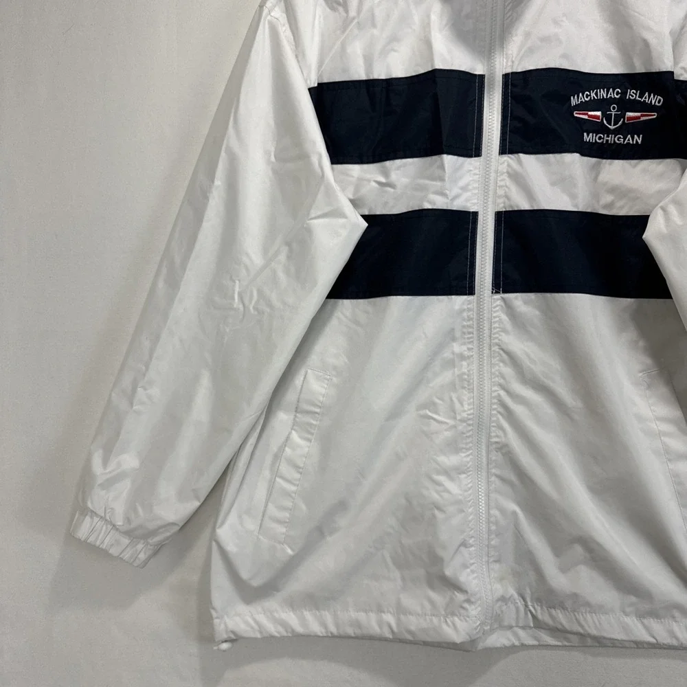 VTG‎ Dimco Mackinac Island Michigan Hoodie Windbreaker Full Zip Mens M White